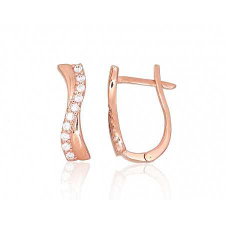 Zelta auskari ar angļu slēdzēju 1201193(Au-R)_CZ, Sarkanais zelts	585°, Cirkoni 