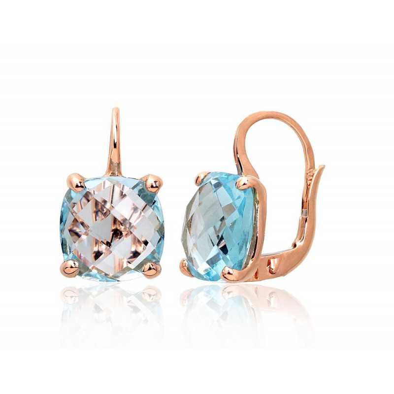 Zelta auskari 1201304(Au-R)_TZLB, Sarkanais Zelts	585°, Debess zils topāzs 