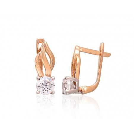 Zelta auskari ar  angļu  slēdzēju 1201313(Au-R+PRh-W)_CZ, Sarkanais Zelts	585°, rodijs (pārklājums) , Cirkoni 