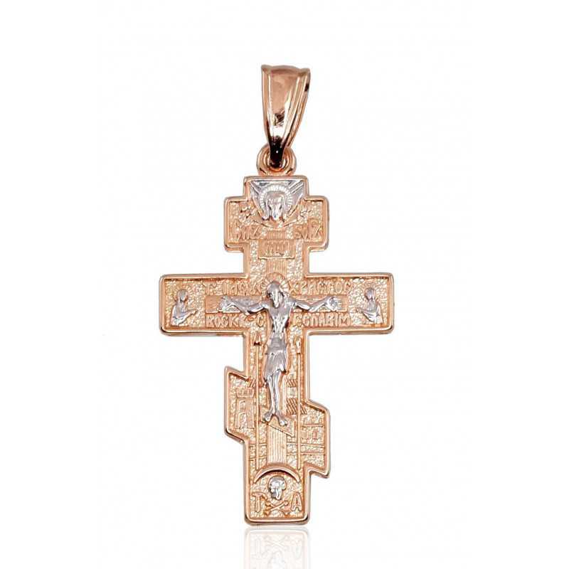 Zelta kulons-krustiņš 1300079(Au-R+PRh-W), Sarkanais Zelts	585°, rodijs (pārklājums) 