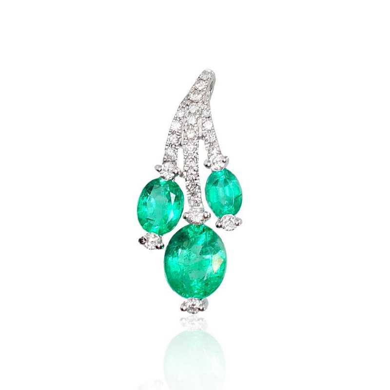 Zelta kulons 1300320(Au-W)_DI+EM, Baltais Zelts	585°, Briljanti , Smaragds 