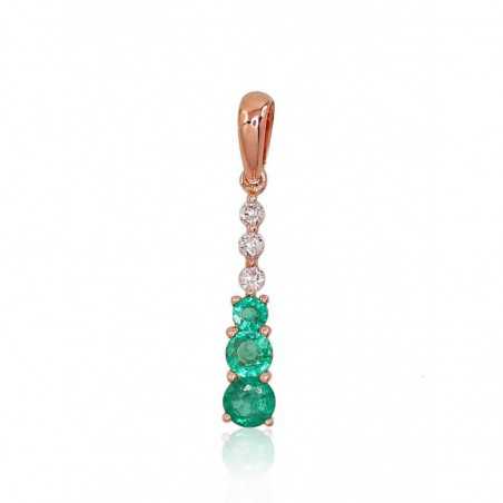 Zelta kulons 1300616(Au-R)_DI+EM, Sarkanais Zelts	585°, Briljanti , Smaragds 