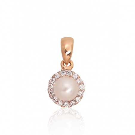 Zelta kulons 1300799(Au-R+PRh-W)_CZ+PE, Sarkanais Zelts	585°, rodijs (pārklājums) , Cirkoni , Pērles 