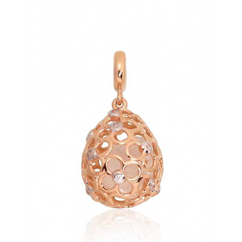 Zelta kulons 1300806(Au-R+PRh-W)_CZ+PE, Sarkanais Zelts	585°, rodijs (pārklājums) , Cirkoni , Pērles 