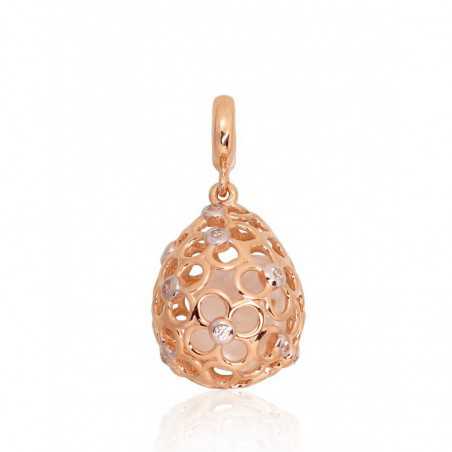 Zelta kulons 1300806(Au-R+PRh-W)_CZ+PE, Sarkanais Zelts	585°, rodijs (pārklājums) , Cirkoni , Pērles 