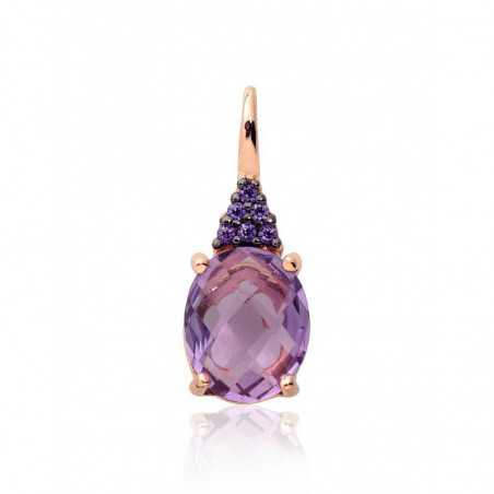 Zelta kulons 1300822(Au-R+PRh-Bk)_CZ-V+AM, Sarkanais Zelts	585°, rodijs (pārklājums) , Cirkoni , Ametists 