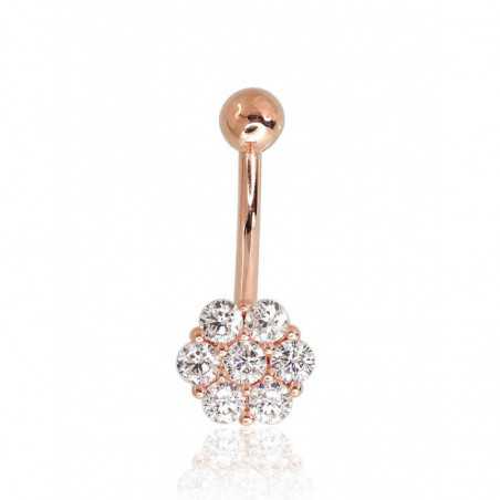 Zelta pīrsings - nabai 1930056(Au-R)_CZ, Sarkanais Zelts	585°, Cirkoni 