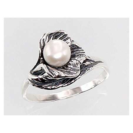 Sudraba gredzens 2100678(POx-Bk)_PE, Sudrabs	925°, oksids (pārklājums), Pērles 