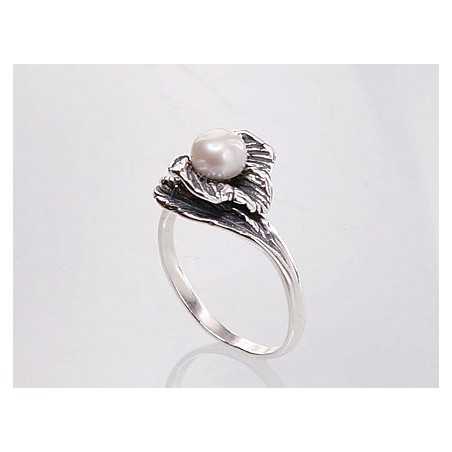 Sudraba gredzens 2100678(POx-Bk)_PE, Sudrabs	925°, oksids (pārklājums), Pērles 