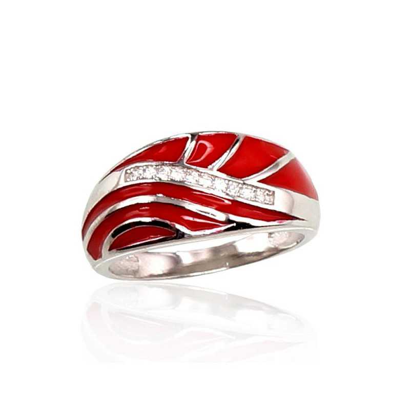 Sudraba gredzens 2100699(PRh-Gr)_CZ+ML-R, Sudrabs	925°, rodijs (pārklājums), Cirkoni , Juvelieru emalja 