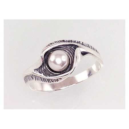 Sudraba gredzens 2100931(POx-Bk)_PE, Sudrabs	925°, oksids (pārklājums), Pērles 