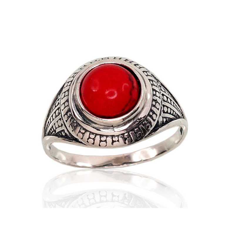 Sudraba gredzens 2100947(POx-Bk)_COX, Sudrabs	925°, oksids (pārklājums), Korallis (Imitācija) 