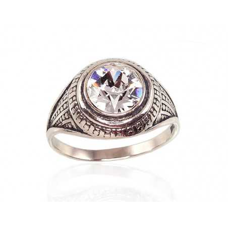 Sudraba gredzens 2100947(POx-Bk)_SV, Sudrabs	925°, oksids (pārklājums), Kristāli 