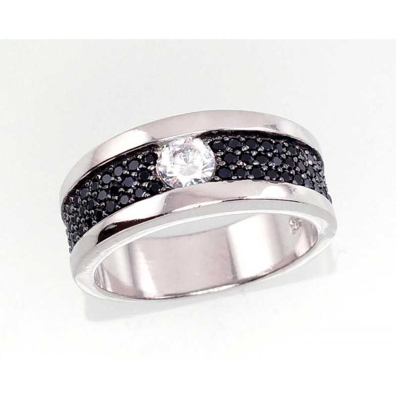 Sudraba gredzens 2100974(PRH-GR+PRH-BK)_CZ+CZ-BK, Sudrabs	925°, rodijs (pārklājums), Cirkoni 