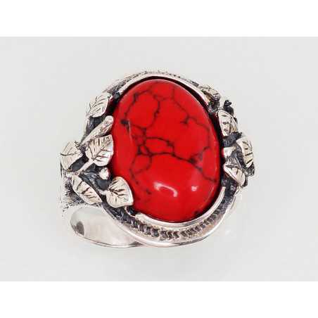 Sudraba gredzens 2101199(POx-Bk)_COX, Sudrabs	925°, oksids (pārklājums), Korallis (Imitācija) 