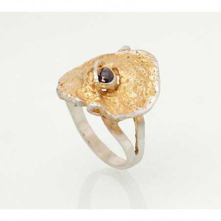 Sudraba gredzens 2101213(Matt+POx-MattY)_GR, Sudrabs	925°, oksids (pārklājums), Granāts 