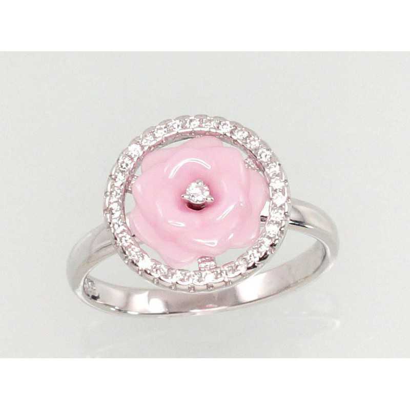 Sudraba gredzens 2101273(PRh-Gr)_CZ+CM-PI, Sudrabs	925°, rodijs (pārklājums), Cirkoni , Juvelieru keramika 