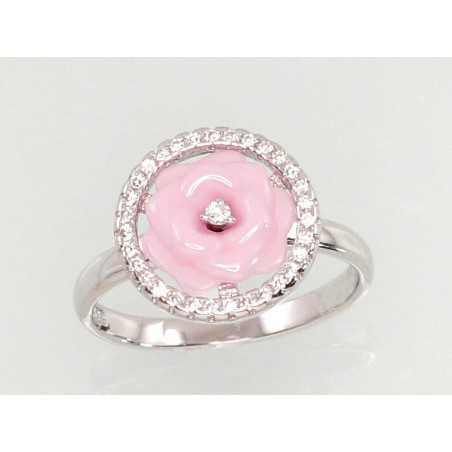 Sudraba gredzens 2101273(PRh-Gr)_CZ+CM-PI, Sudrabs	925°, rodijs (pārklājums), Cirkoni , Juvelieru keramika 