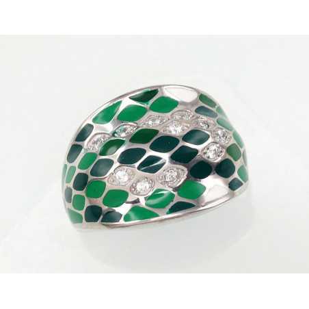 Sudraba gredzens 2101277(PRH-GR)_CZ+ML-W+ML-GR+ML-BK, Sudrabs	925°, rodijs (pārklājums), Cirkoni , Juvelieru emalja 