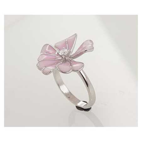 Sudraba gredzens 2101332(PRh-Gr)_CZ+ML-PI, Sudrabs	925°, rodijs (pārklājums), Cirkoni , Juvelieru emalja 