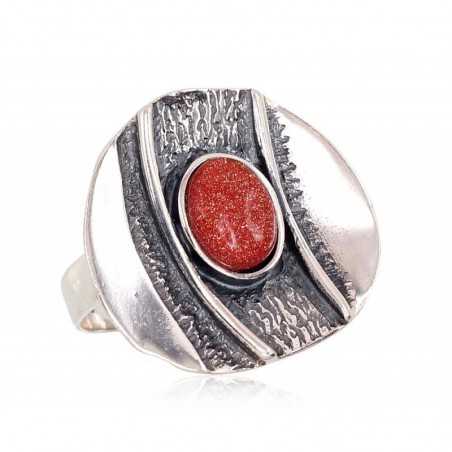 Sudraba gredzens 2101428(POx-Bk)_AVX, Sudrabs	925°, oksids (pārklājums), Avantūrins (Imitācija) 