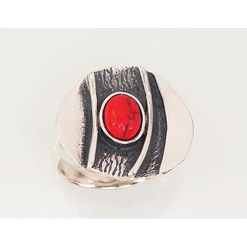 Sudraba gredzens 2101428(POx-Bk)_COX, Sudrabs	925°, oksids (pārklājums), Korallis (Imitācija) 