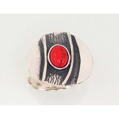 Sudraba gredzens 2101428(POx-Bk)_COX, Sudrabs	925°, oksids (pārklājums), Korallis (Imitācija) 