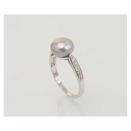 Sudraba gredzens 2101459(PRh-Gr)_CZ+PE-GR, Sudrabs	925°, rodijs (pārklājums), Cirkoni , Pērles 