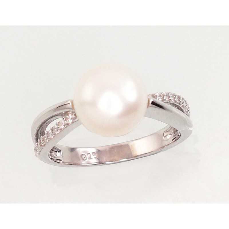 Sudraba gredzens 2101463(PRh-Gr)_CZ+PE, Sudrabs	925°, rodijs (pārklājums), Cirkoni , Pērles 