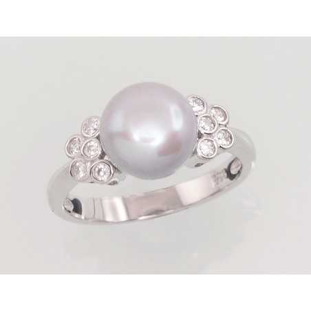 Sudraba gredzens 2101464(PRh-Gr)_CZ+PE-GR, Sudrabs	925°, rodijs (pārklājums), Cirkoni , Pērles 