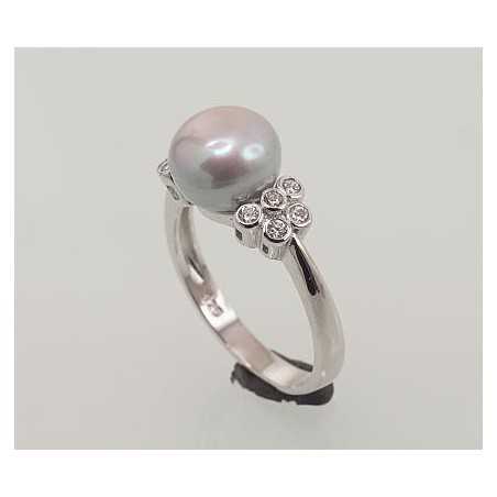 Sudraba gredzens 2101464(PRh-Gr)_CZ+PE-GR, Sudrabs	925°, rodijs (pārklājums), Cirkoni , Pērles 