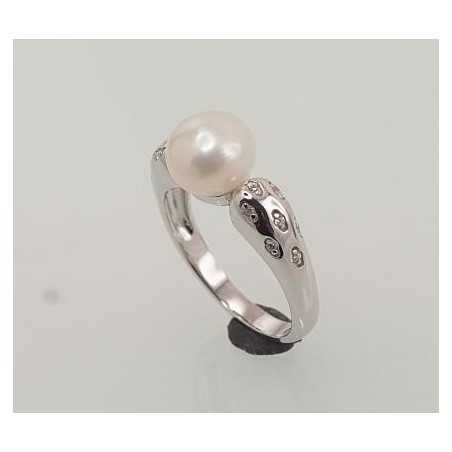 Sudraba gredzens 2101465(PRh-Gr)_CZ+PE, Sudrabs	925°, rodijs (pārklājums), Cirkoni , Pērles 