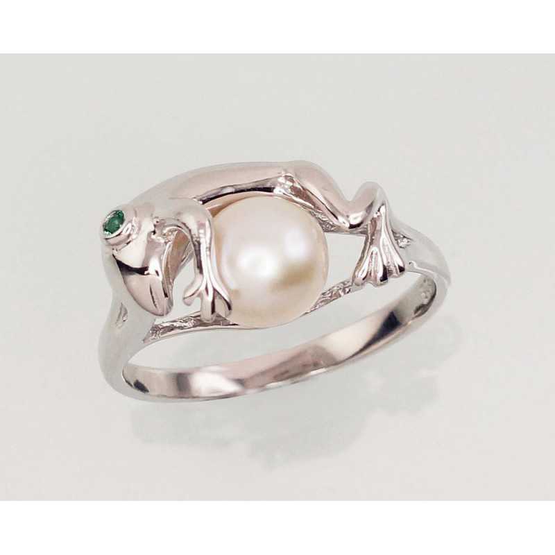 Sudraba gredzens 2101466(PRh-Gr)_CZ-G+PE, Sudrabs	925°, rodijs (pārklājums), Cirkoni , Pērles 