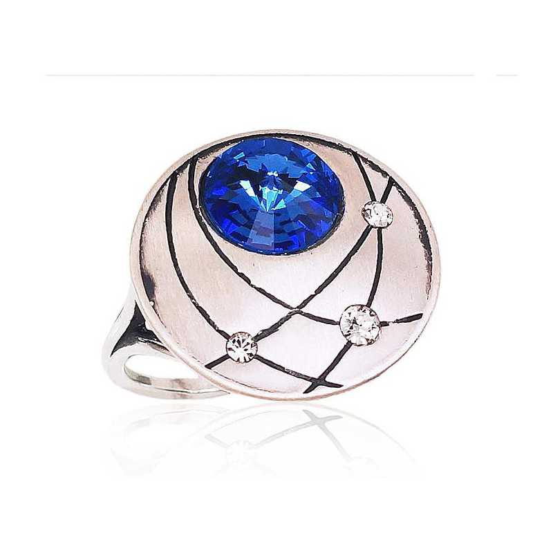 Sudraba gredzens 2101573(Matt+POx-MattBk)_SV+SV-B, Sudrabs	925°, oksids (pārklājums), Kristāli 