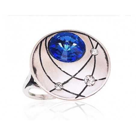 Sudraba gredzens 2101573(Matt+POx-MattBk)_SV+SV-B, Sudrabs	925°, oksids (pārklājums), Kristāli 