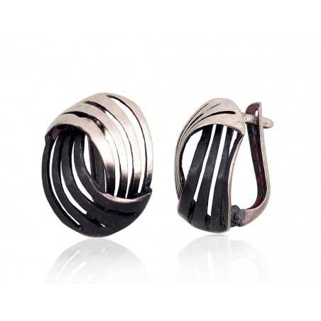 Sudraba auskari  2201107(Matt+POx-MattBk), Sudrabs	925°, oksids (pārklājums)