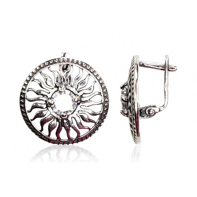 Sudraba auskari ar  angļu  slēdzēju 2201201(POx-Bk)_CZ, Sudrabs	925°, oksids (pārklājums), Cirkoni 