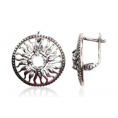 Sudraba auskari ar  angļu  slēdzēju 2201201(POx-Bk)_CZ, Sudrabs	925°, oksids (pārklājums), Cirkoni 