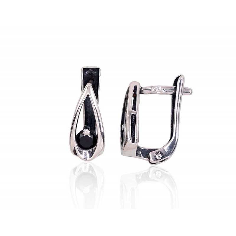 Sudraba auskari  2201697(POx-Bk)_CZ-BK, Sudrabs	925°, oksids (pārklājums), Cirkoni 