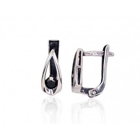 Sudraba auskari  2201697(POx-Bk)_CZ-BK, Sudrabs	925°, oksids (pārklājums), Cirkoni 