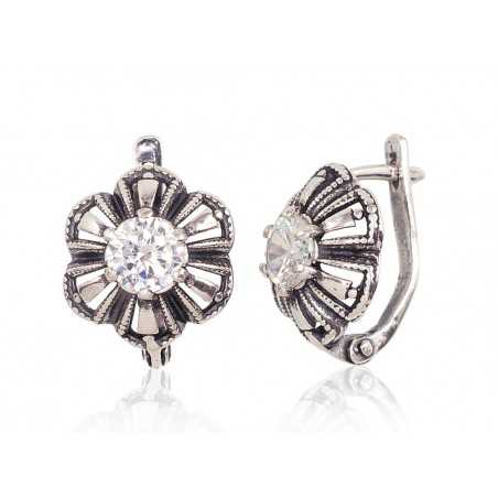 Sudraba auskari ar  angļu  slēdzēju 2201706(POx-Bk)_CZ, Sudrabs	925°, oksids (pārklājums), Cirkoni 