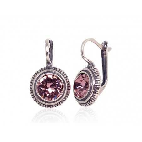 Sudraba auskari ar  angļu  slēdzēju 2201720(POx-Bk)_SV-LPI, Sudrabs	925°, oksids (pārklājums), Kristāli 