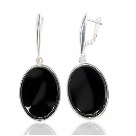 Sudraba auskari ar  angļu  slēdzēju 2201904_ON, Sudrabs	925°, Onikss 