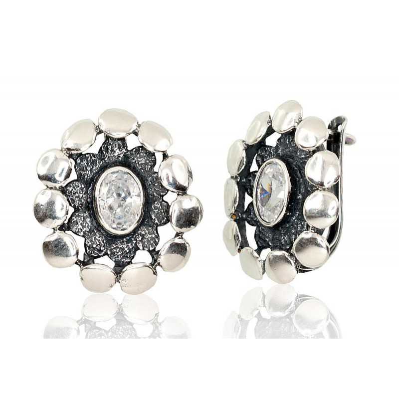 Sudraba auskari ar  angļu  slēdzēju 2202128_CZ, Sudrabs	925°, Cirkoni 