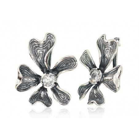 Sudraba auskari ar  angļu  slēdzēju 2202129(POx-Bk)_CZ, Sudrabs	925°, oksids (pārklājums), Cirkoni 