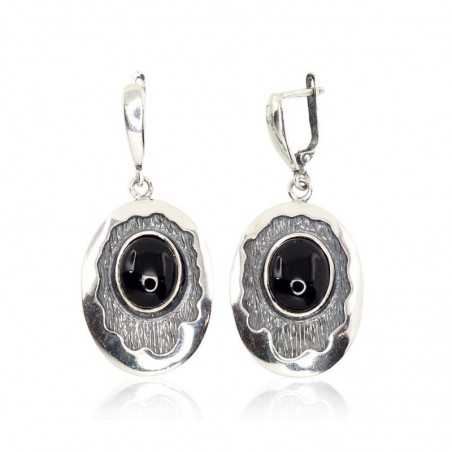 Sudraba auskari  2202209(POx-Bk)_ON-2, Sudrabs	925°, oksids (pārklājums), Onikss 