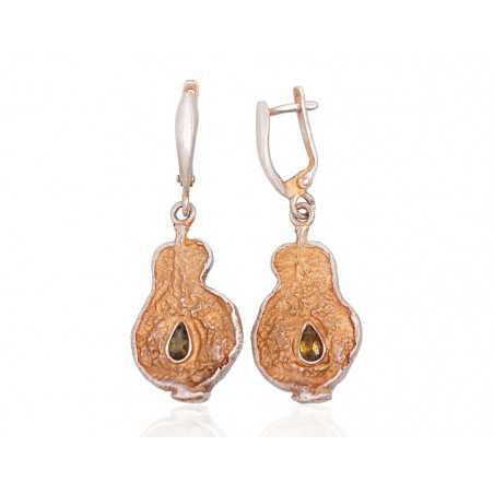 Sudraba auskari ar  angļu  slēdzēju 2202221(Matt+POx-MattY)_CZ-G, Sudrabs	925°, oksids (pārklājums), Cirkoni 