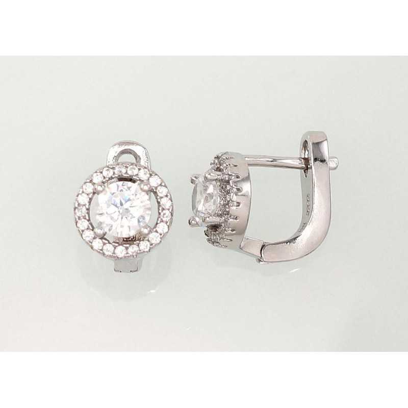 Sudraba auskari ar  angļu  slēdzēju 2202364(PRh-Gr)_CZ, Sudrabs	925°, rodijs (pārklājums), Cirkoni 