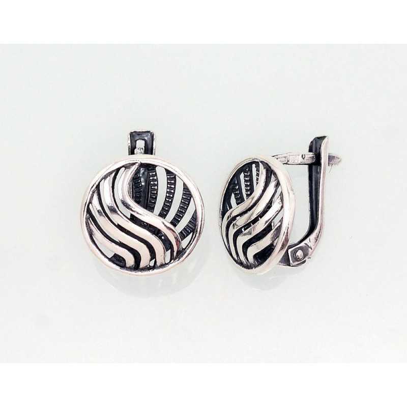 Sudraba auskari ar  angļu  slēdzēju 2202743(POx-Bk), Sudrabs	925°, oksids (pārklājums)