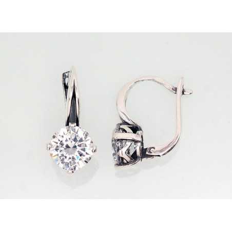 Sudraba auskari ar  angļu  slēdzēju 2202761(POx-Bk)_CZ, Sudrabs	925°, oksids (pārklājums), Cirkoni 